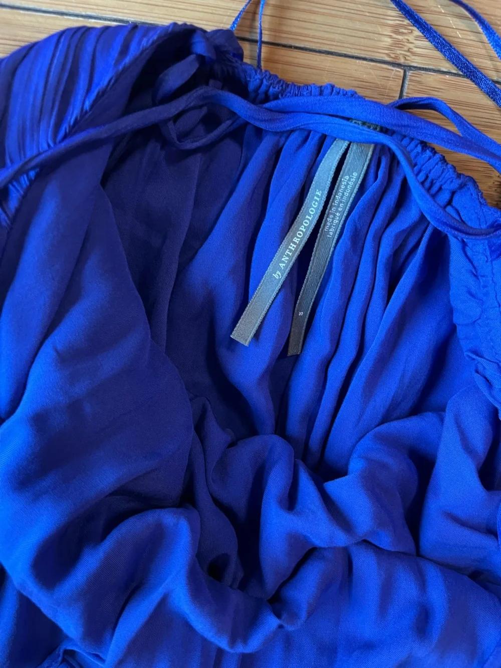 Anthropologie Cobalt Blue Halter Tie Back Draped Maxi Dress - Picture 9 of 12
